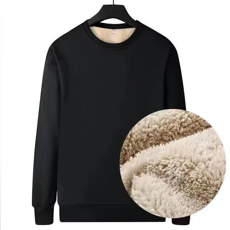 1pcs Men Thickening Velvet Warm Casual Top Men's Winter Long-sleeved Thermal Underwer Male Round Neck Fashion T-shirt M-5XL Black / 5XL (90-98kg)