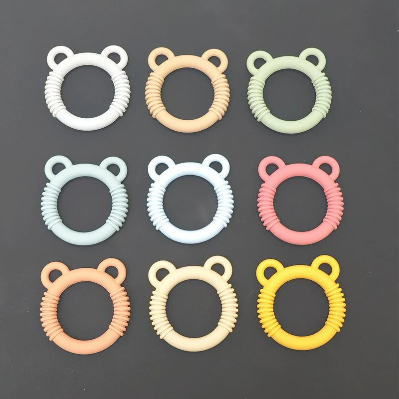 Baby Bear Silicone Teethers &ndash; Soothing Anti-Eating Hand Toys Colorful 9pcs