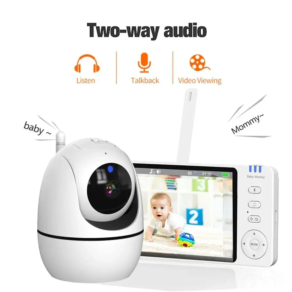 5 Inch Video Baby Monitor with 4X Zoom, Two-Way Audio, and Night Vision