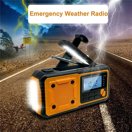 4000mAh Portable Emergency Solar Power Radio with Hand Crank and LED Flashlight