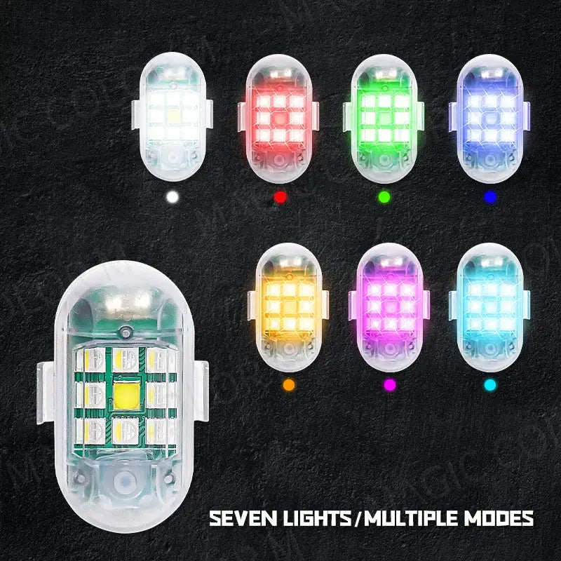 2PCS Wireless LED Strobe Light Remote Control Warning Lamp Flash Indicator Anti-collision For Car Auto Motorcycle Drone Cruise by InterCyprus Trading Ltd