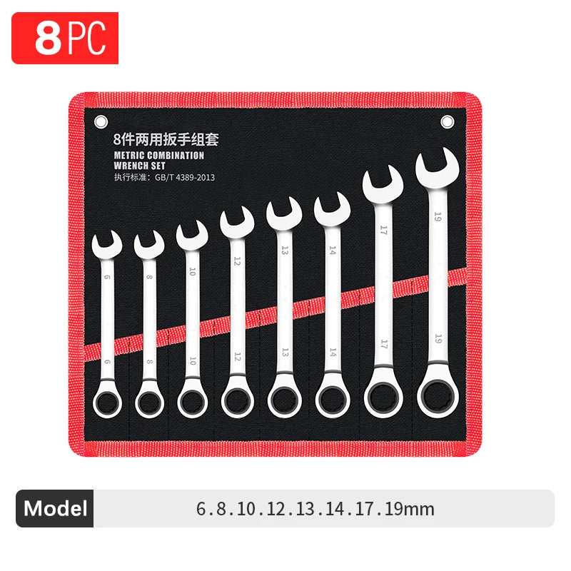 Universal Ratchet Metric Wrenches for Car Repair - Torque Spanners Set 8 pieces set