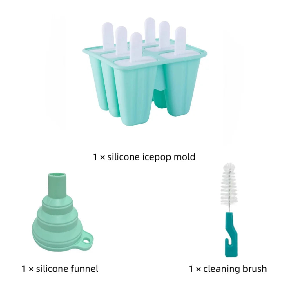 6-Hole Silicone Popsicle Mold Green