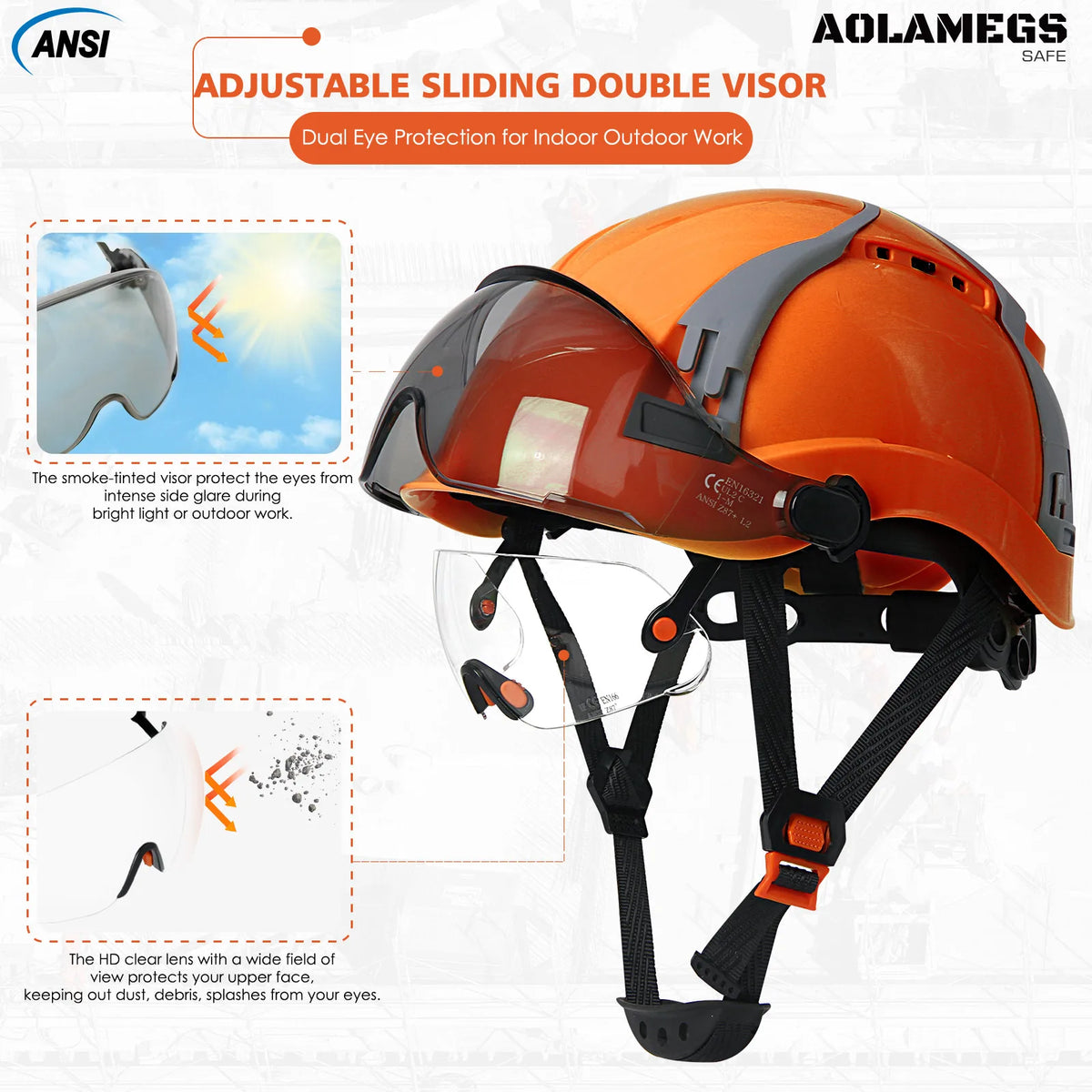 AQM0257 &ndash; CE Safety Helmet With Double Goggles Ultra