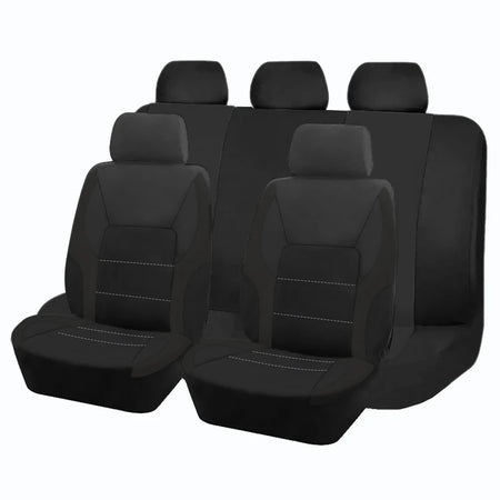 Sporty Universal Polyester Car Seat Covers for All Vehicles Black 5 seat