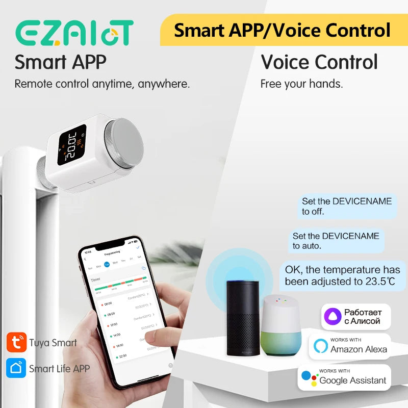 EZAIOT ZigBee Thermostat Radiator Actuator - Smart TRV