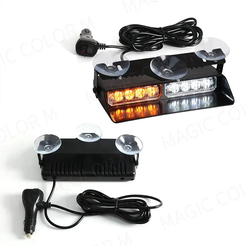 LED Car Strobe Light For Emergency Flash Warning Lamp Windshield Bar 8 Beads Red Blue Amber White Waterproof Auto Light Assembly by InterCyprus Trading Ltd