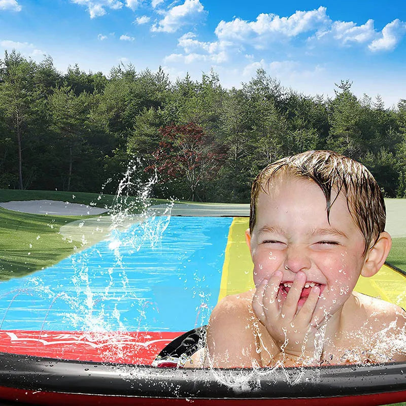 Outdoor Garden Racing Double Water Slide Mat &ndash; Endless Summer Fun