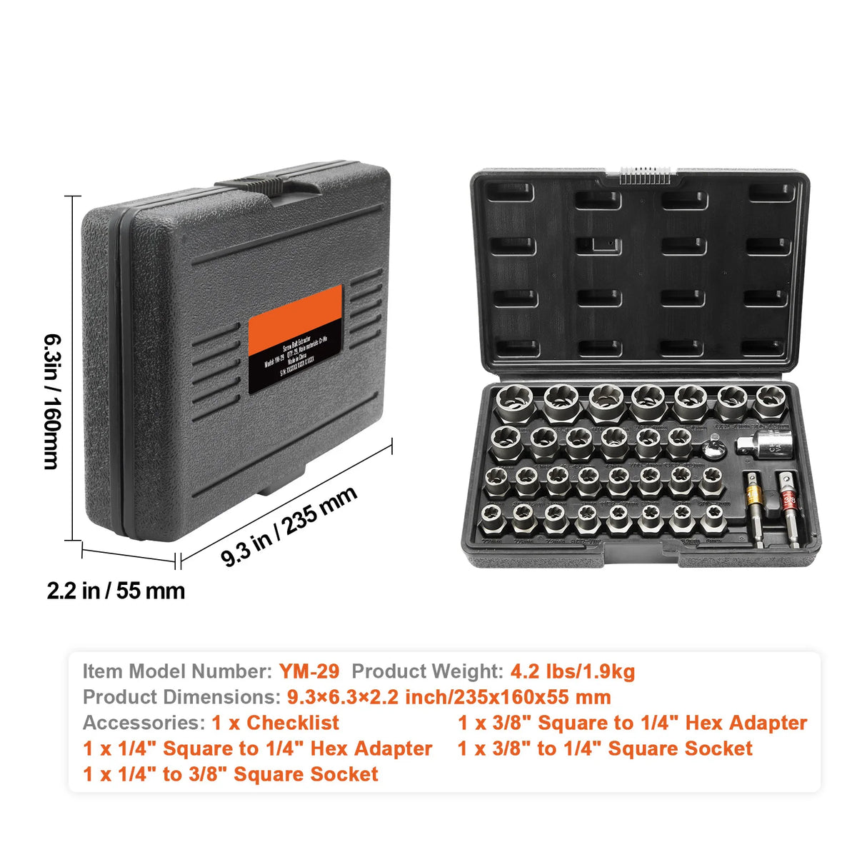 SucceBuy YM-29 Bolt Extractor Set &ndash; Effortless Removal 29PCs w Case / UNITED KINGDOM