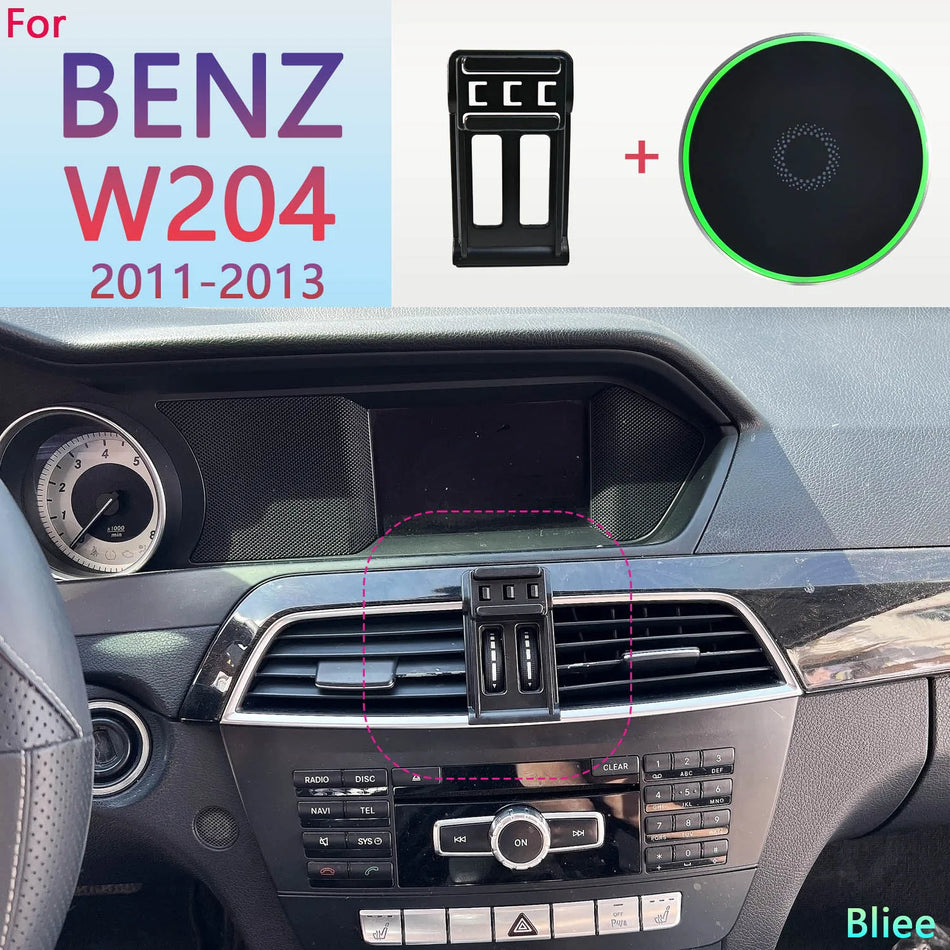 Mercedes W204 Magnetisk Telefonhållare 15W Trådlös Laddare