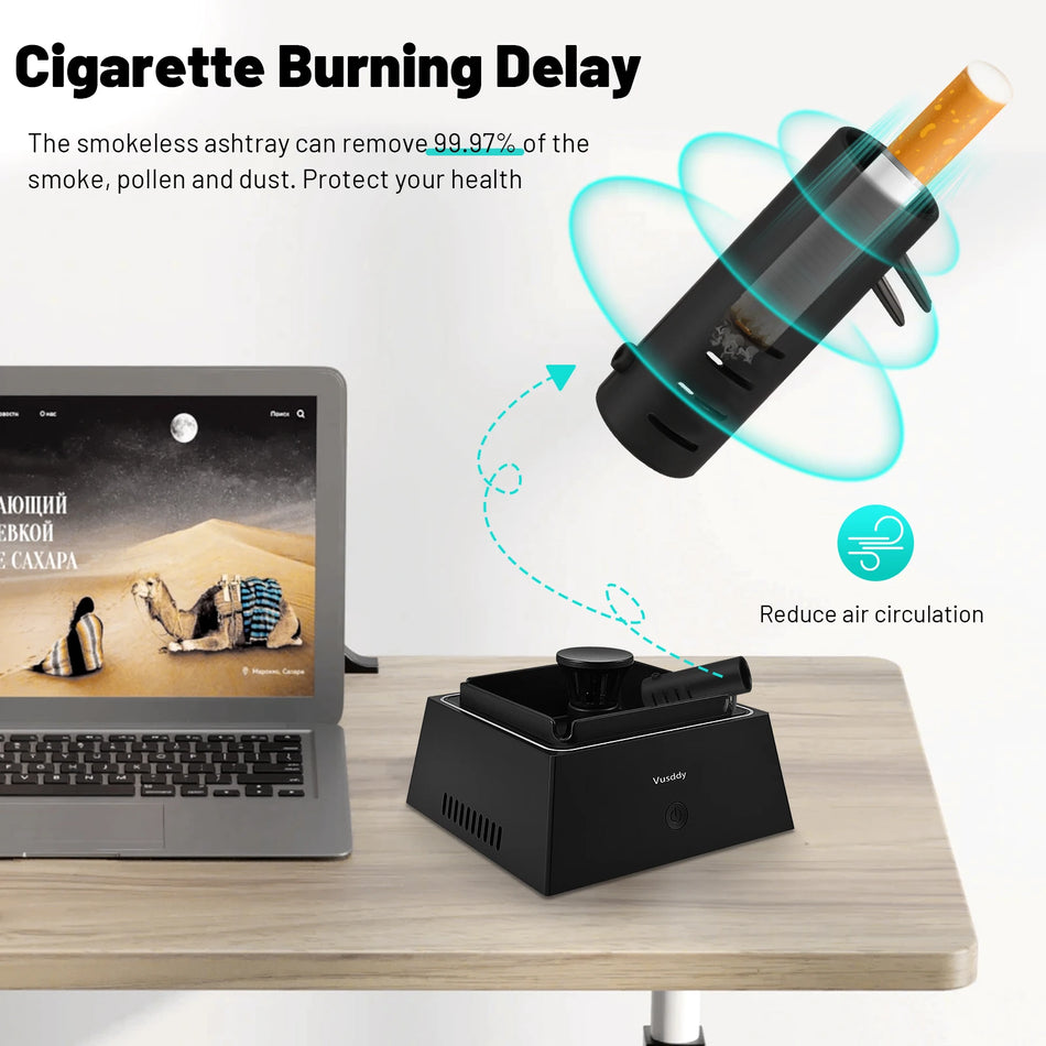 Cendrier sans fumée avec filtre intelligent rechargeable USB pour la maison et le bureau