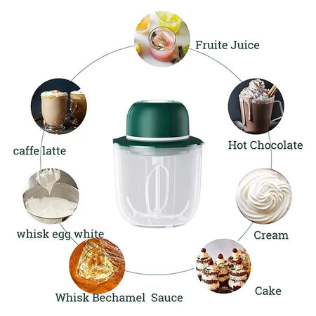 2 In 1 Portable USB Rechargeable Egg Beater Garlic Masher