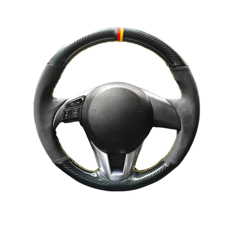 Must Suede roolirataste kate Mazda CX-5 ja Scion iA jaoks