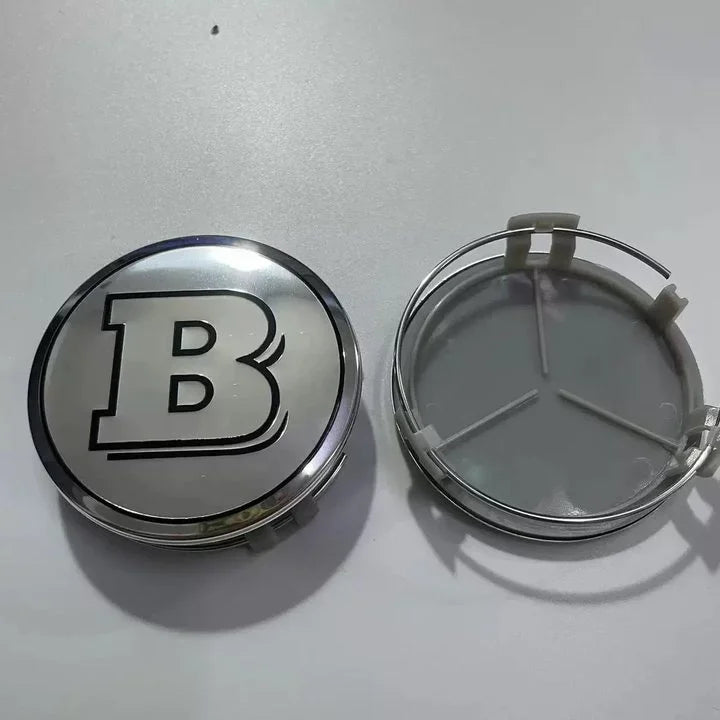 4PCS 75MM Car Hub Center Cover &ndash; Premium Mercedes Benz Emblem Design Silver Brabus