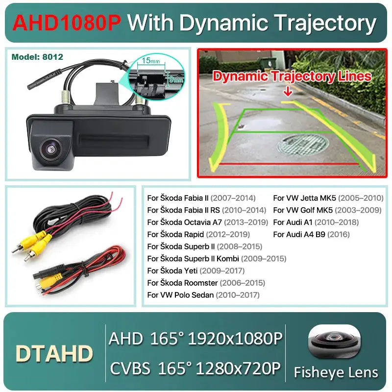 HD 1080P Rear View Camera With Lines For VW Skoda Audi A3 A4 by InterCyprus Trading Ltd