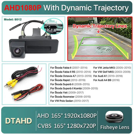 HD 1080P Rear View Camera With Lines For VW Skoda Audi A3 A4 by InterCyprus Trading Ltd