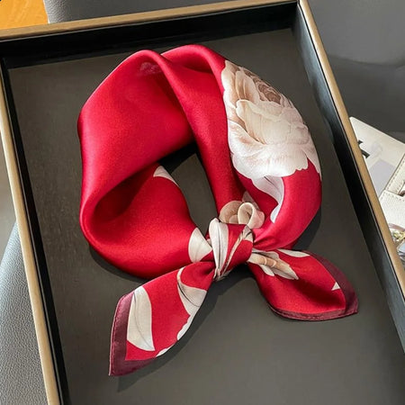 Stmanya Women 70cm Printed Silk Scarf &ndash; Elegant Versatile Headwear