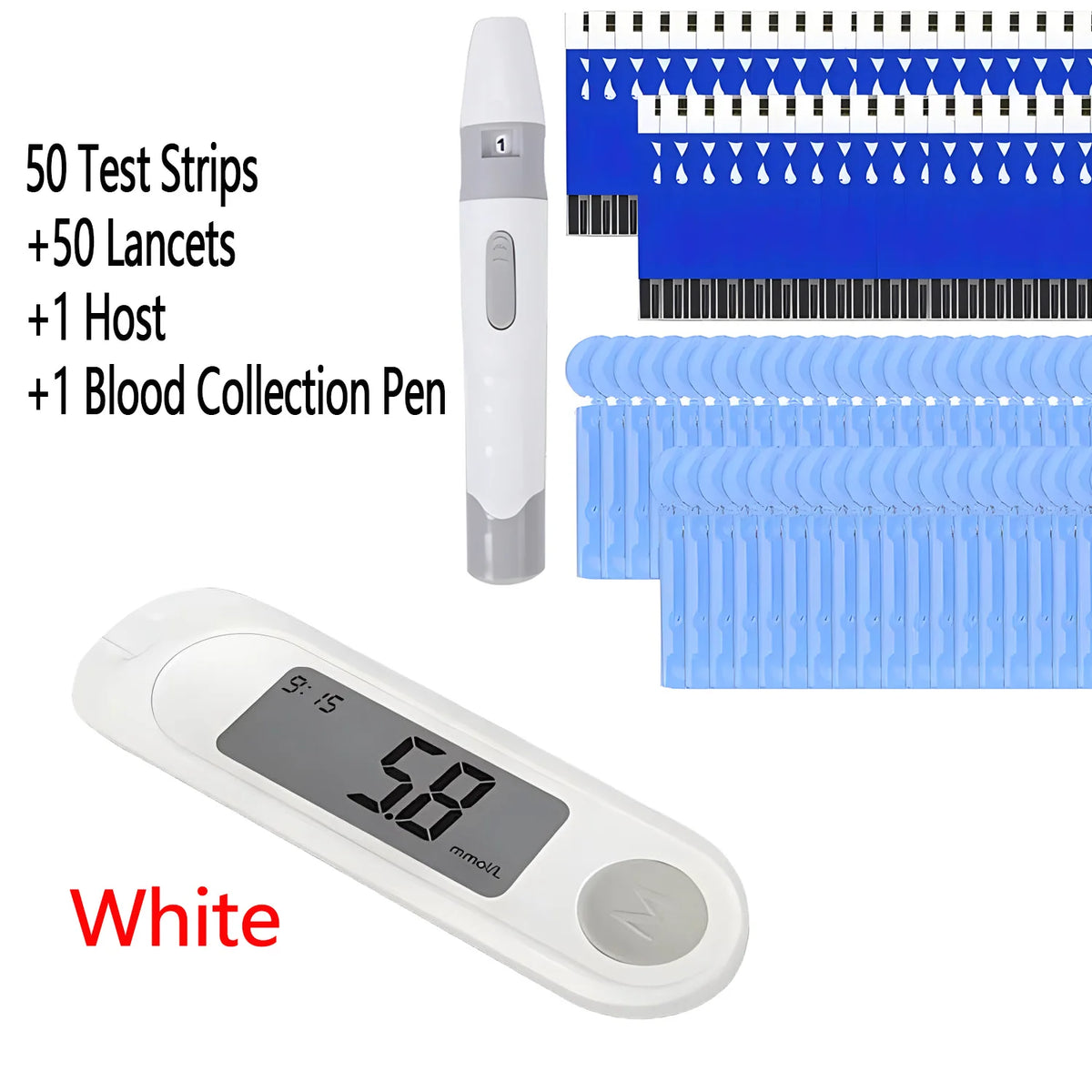 Alextrasza Blood Glucose Meter &ndash; Accurate Diabetes Testing Kit White