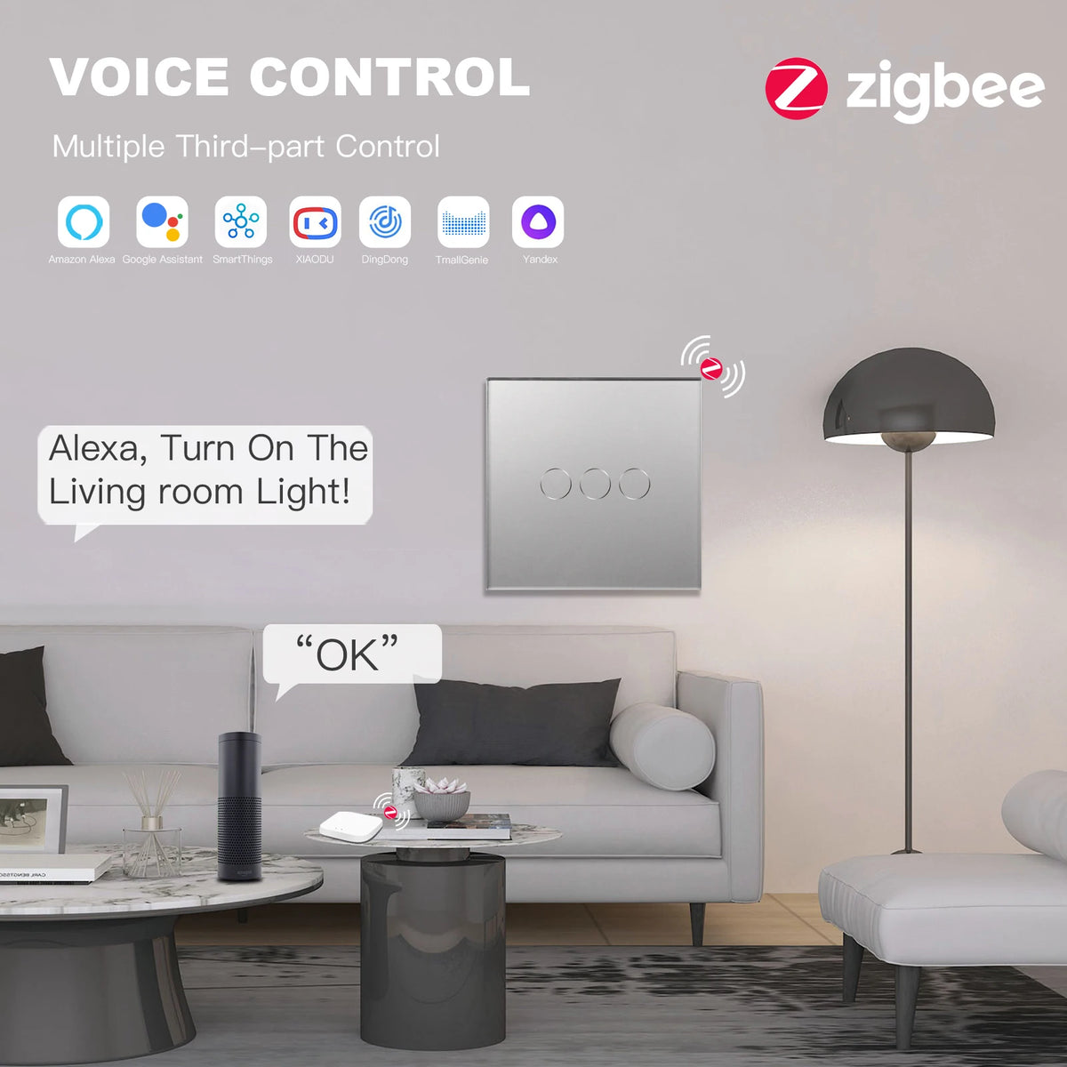 BSEED Zigbee 1 2 3 Gang 1 Way Smart Switch &ndash; Google Home