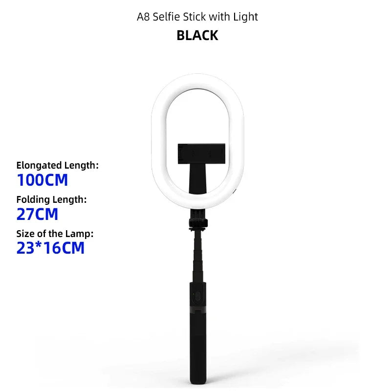 Ustarmate A8 Selfie Ring Light with Tripod &amp; Bluetooth Remote Black