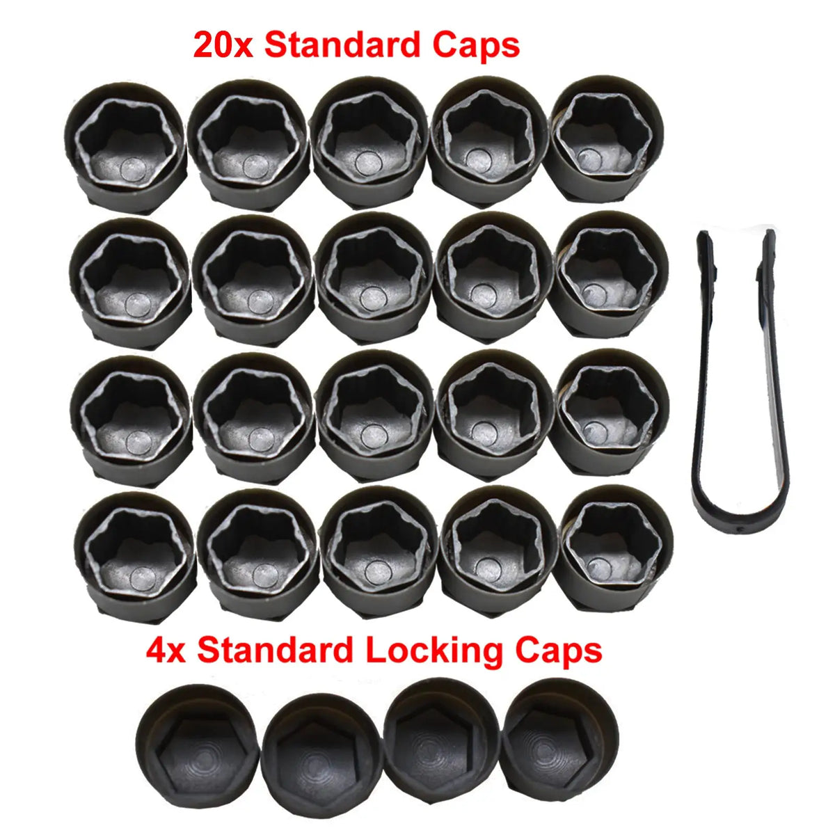 24x Car Wheel Nut Caps Accessories Auto Tyre Hub Screw Anti-Rust Protection Vehicle Bolts Studs Cover Black For Audi A4 A6 Q3 Q5 by InterCyprus Trading Ltd