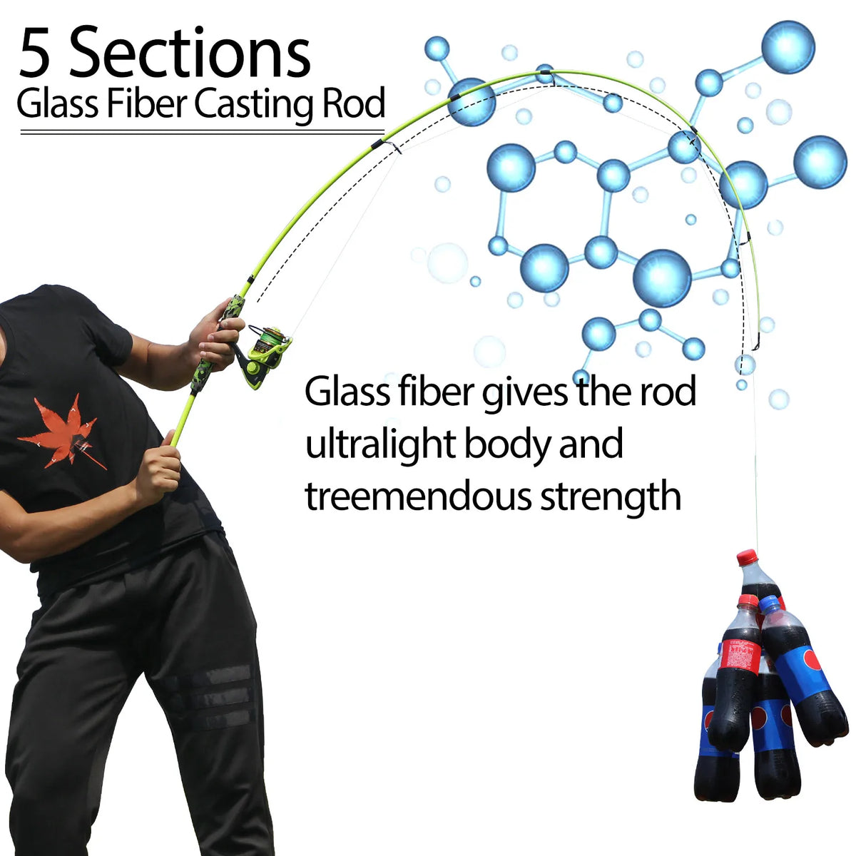 Sougayilang 5 Section Portable Travel Fishing Rod - Ultralight, EVA Handle, Spinning &amp; Casting