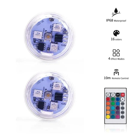 Submersible RGB Underwater Lights Remote &ndash; Color Change 2 Lamps 1 Remote