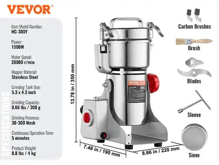 Electric Grain Mill Grinder 150 To 2500g For Spices 300g 1400w swing / spain