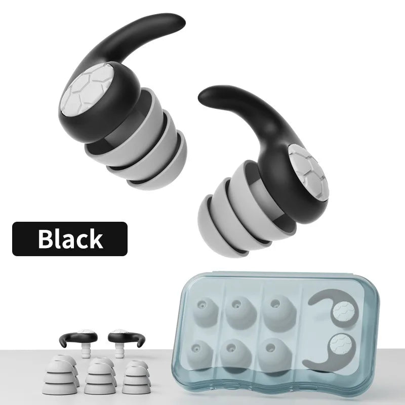 Silicone Earplugs Set for Sleeping, Swimming &amp; Noise Reduction Black / CHINA