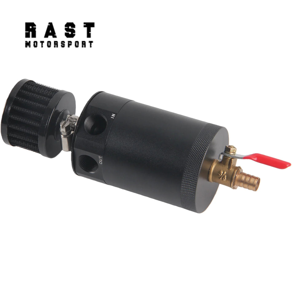 Dual-Port-Aluminium-Ölauffangbehälter mit Kraftstofffilter, universeller 180 ml Reservoir