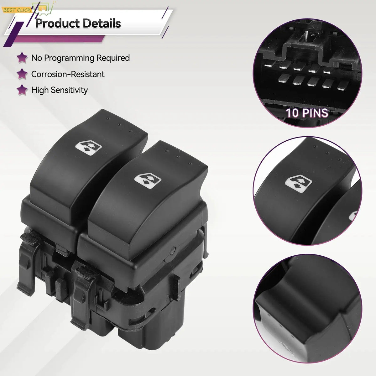 For Renault Clio II 2 1998-2015 8200060045 Car Electric Power Window Master Double Switch Lifter Control Button Front Left Fits by InterCyprus Trading Ltd