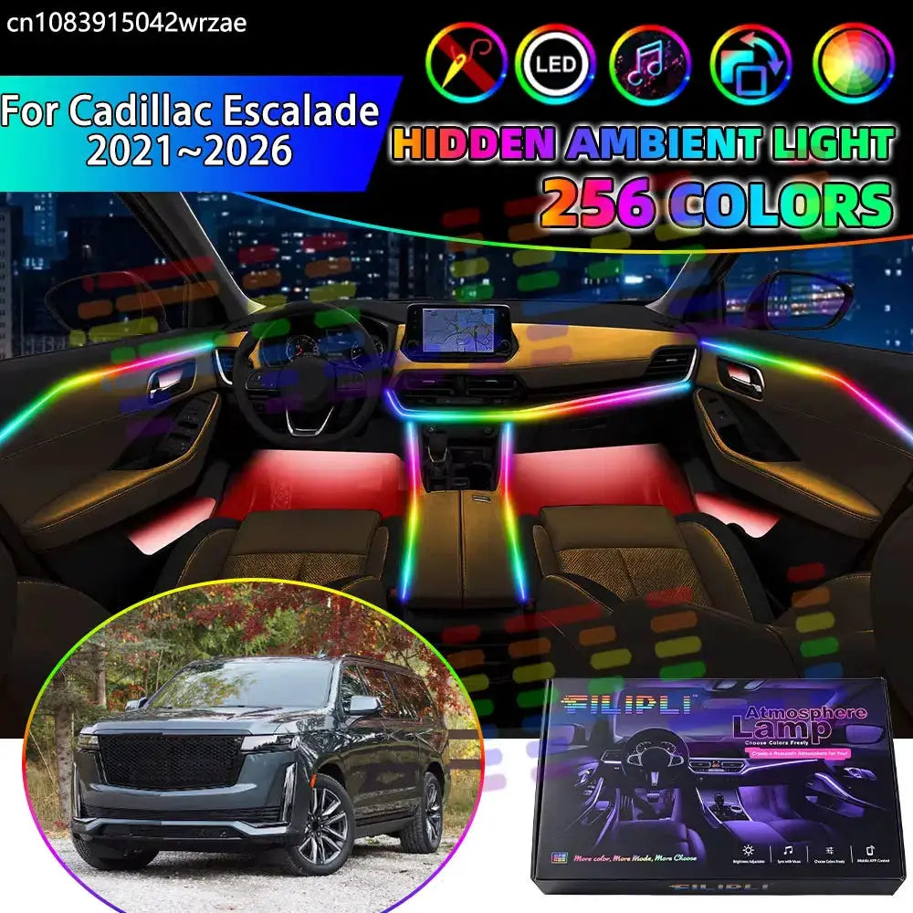 For Cadillac Escalade 2021~2026 MK5 RGB Car Interior Ambient Lights Strips Breathing Lighting Kit App Control LED strips Auto by InterCyprus Trading Ltd