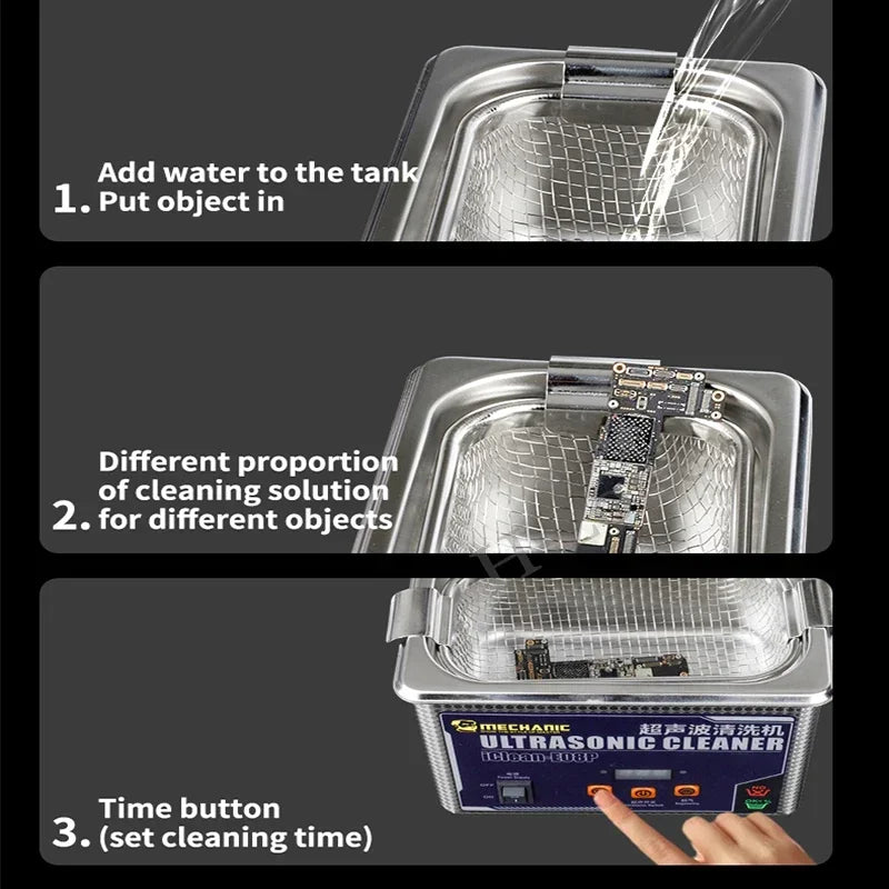 MECHANIC IClean E08P Ultrasonic Cleaner &ndash; High Frequency Multifunctional Cleaning Bath