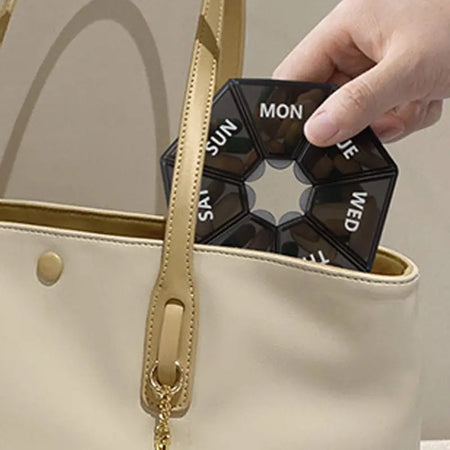 7-Day Compact Pill Organizer - Portable Travel Medicine Dispenser with 7 Compartments (2 Pack)