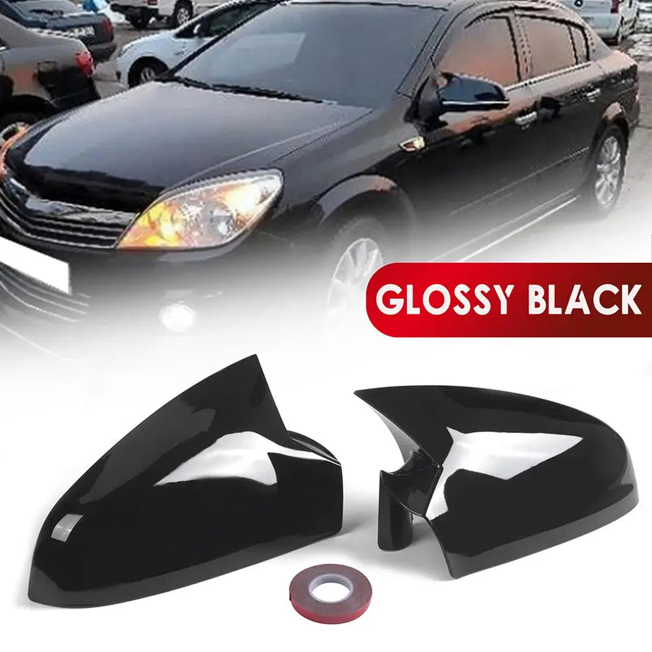 Side Wing Mirror Covers Glossy Black For Opel Astra H MK5 2004-2009 by InterCyprus Trading Ltd