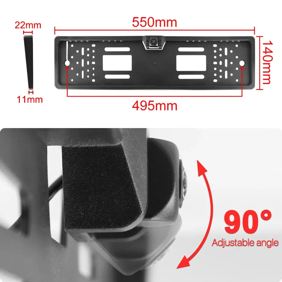AHD 1080P Dynamic Trajectory Reverse Line European License Plate Frame Car Rear View Camera For Truck Bus SUV Camper Pickup by InterCyprus Trading Ltd