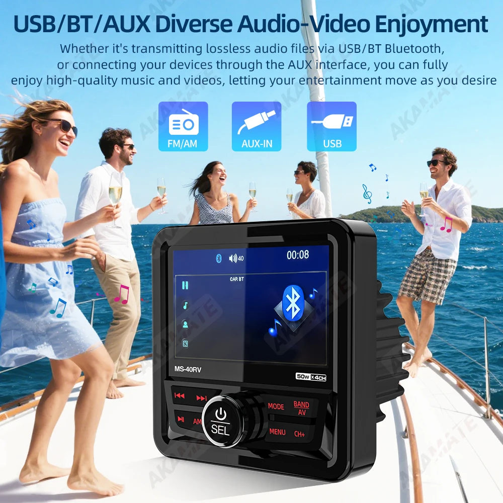 RV Radio Marine Stereo MP5 &ndash; Waterproof IPX5 Bluetooth