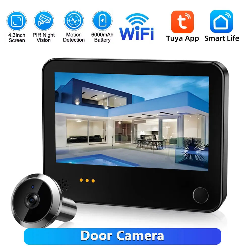 Awapow Tuya WiFi Door Camera &ndash; PIR Motion Detection Door Camera / with US Plug