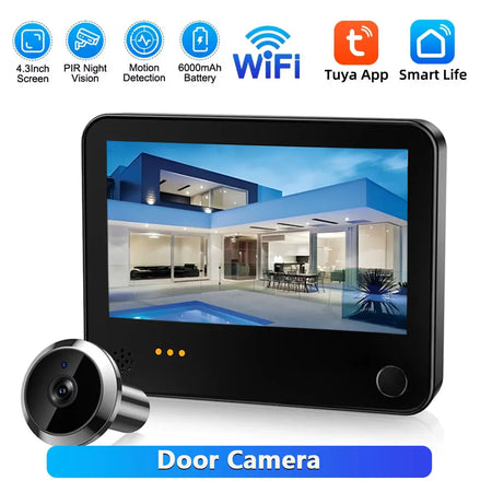 Awapow Tuya WiFi Door Camera &ndash; PIR Motion Detection Door Camera / with US Plug
