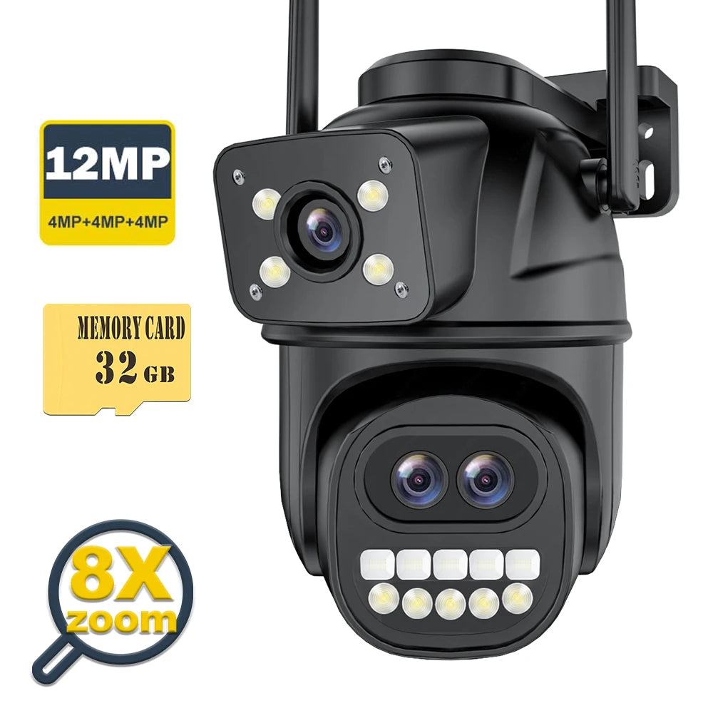 12MP 6K Outdoor WIFI PTZ Camera 6K 12MP Add 32G / US Plug