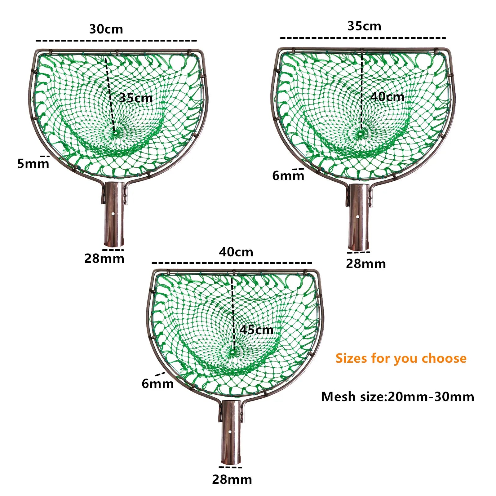 POUI COME DREAM Durable Stainless Steel Double Ring Fishing Landing Net