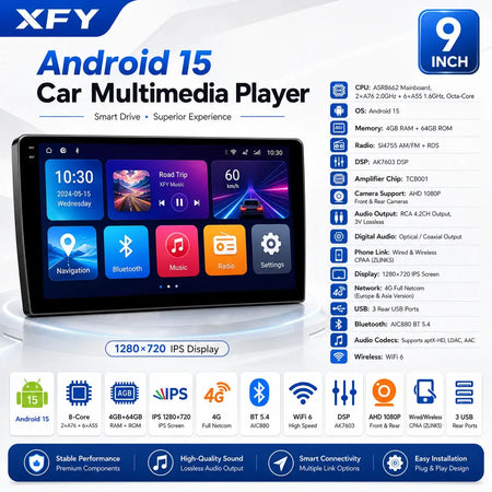 2DIN Car Stereo Android 15 With Carplay For Opel Astra by InterCyprus Trading Ltd