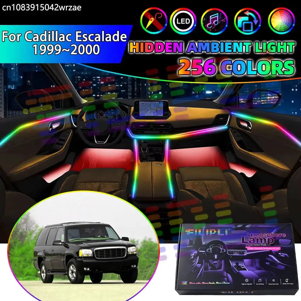 For Cadillac Escalade 1999~2000 MK1 RGB Car Interior Ambient Lights Strips Breathing Lighting Kit App Control LED strips Auto by InterCyprus Trading Ltd