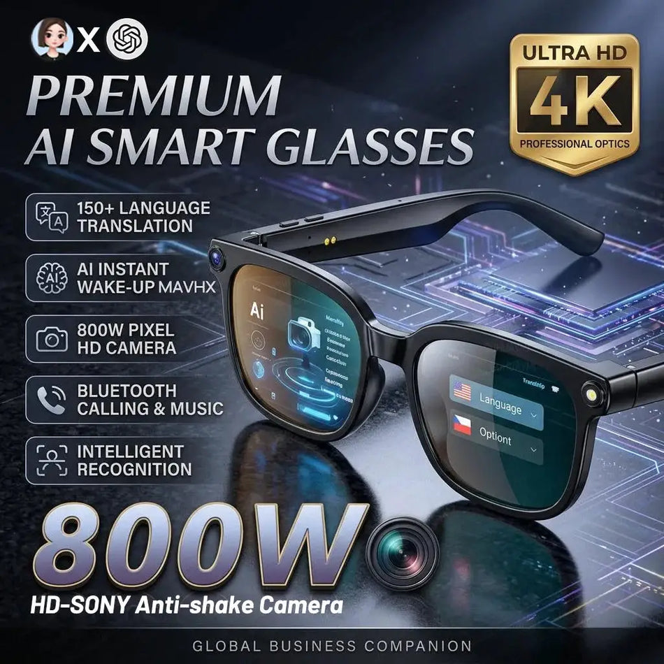 Smart Glasses With HD Camera, Bluetooth Audio And AI Translation by InterCyprus Trading Ltd