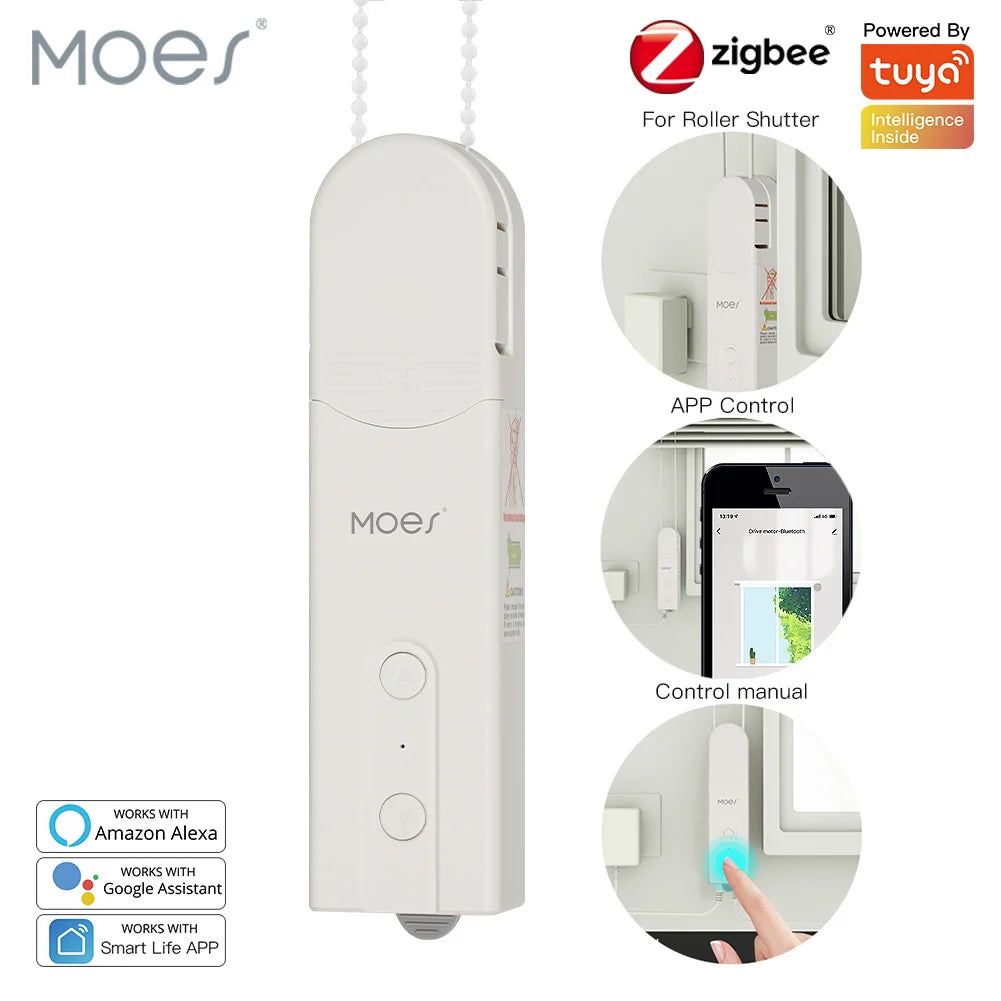 MOES ZigBee Smart Motorized Roller Blinds Drive Hub with Voice Control