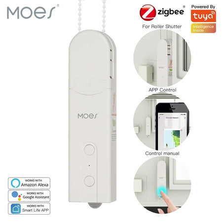 MOES ZigBee Smart Motorized Roller Blinds Drive Hub with Voice Control