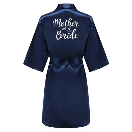 Elegant Navy Blue Satin Silk Robe for Women - Perfect for Weddings &amp; Special Occasions