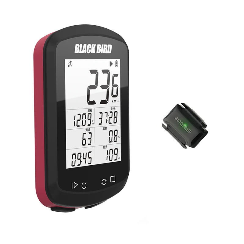BLACKBIRD GPS Bike Computer BB18 &ndash; Wireless Waterproof Speedometer and Odometer Red BB18 and CS1