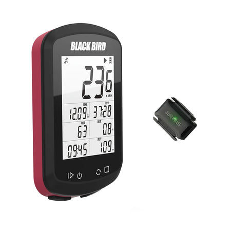 BLACKBIRD GPS Bike Computer BB18 &ndash; Wireless Waterproof Speedometer and Odometer Red BB18 and CS1
