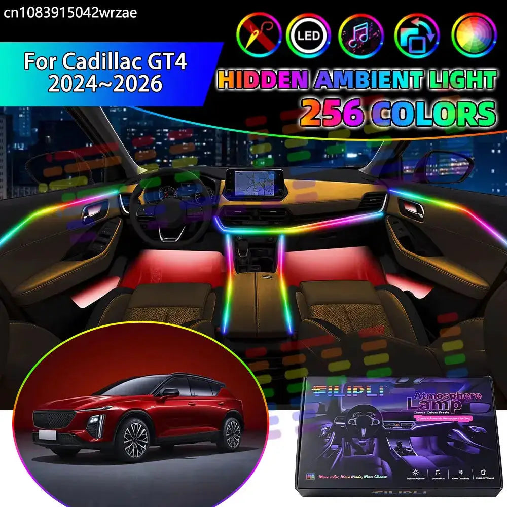 For Cadillac GT4 2024 2025 2026 SUV RGB Car Interior Ambient Lights Strips Breathing Lighting Kit App Control LED strips Auto by InterCyprus Trading Ltd